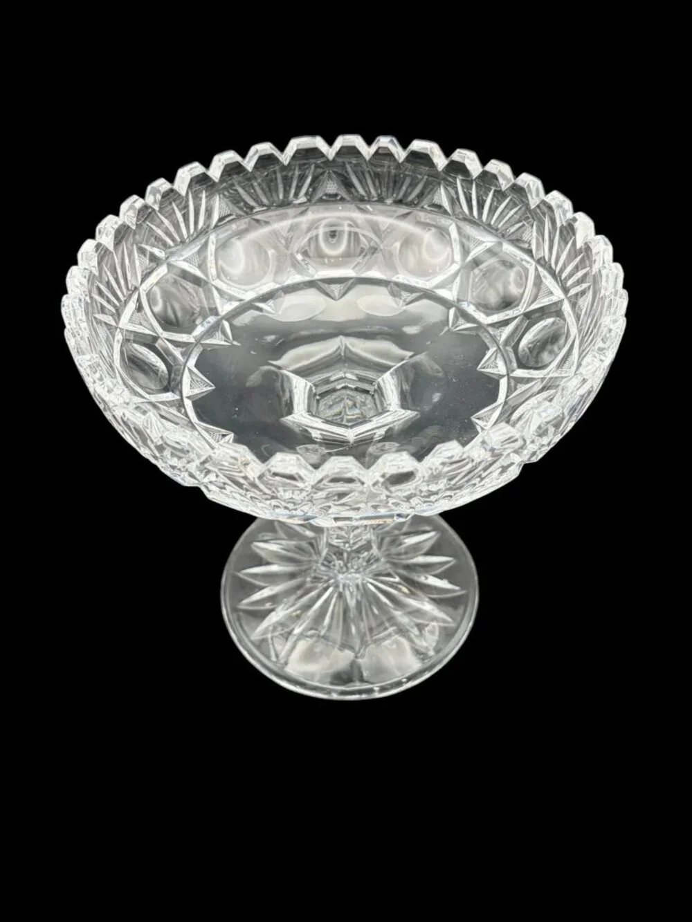 VTG American Brilliant Cut Crystal Compote Pedestal Candy Dish – Pinwheel